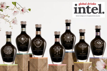 The seven bottles in the Royal Salute Platinum Jubilee Collection