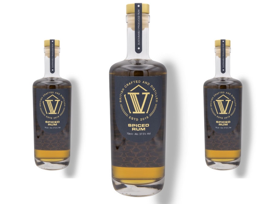 Bottle of V Rum's V Spiced rum