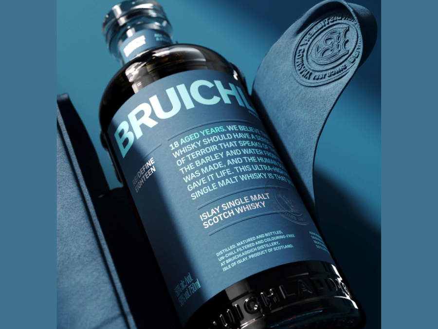 Bottle of Bruichladdich single malt scotch whisky