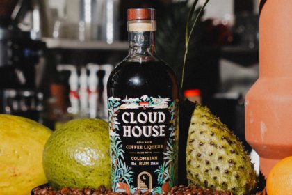 Bottle of Cloud House rum-based coffee liqueur
