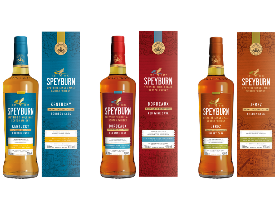Bottles of and boxes for the GTR-only line from Speyburn