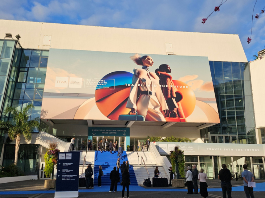 The main entrance to the TFWA World Exhibition & Conference in Cannes in 2024