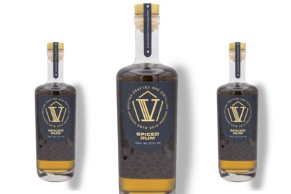 Bottle of V Rum's V Spiced rum