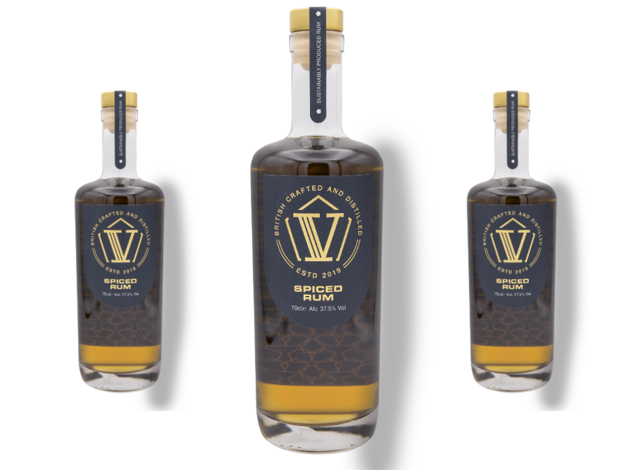 Bottle of V Rum's V Spiced rum