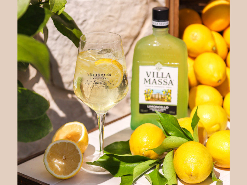 Bottle of Villa Massa with a spritz serve