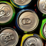 View from above of drinks cans