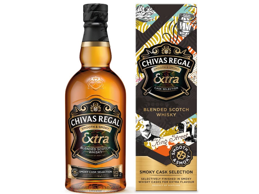 Bottle of and box for Chivas Regal Extra Smoky Cask Selection