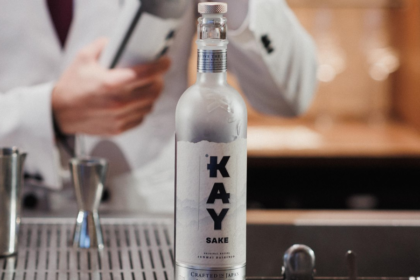 Bottle of Kay Sake on a bar