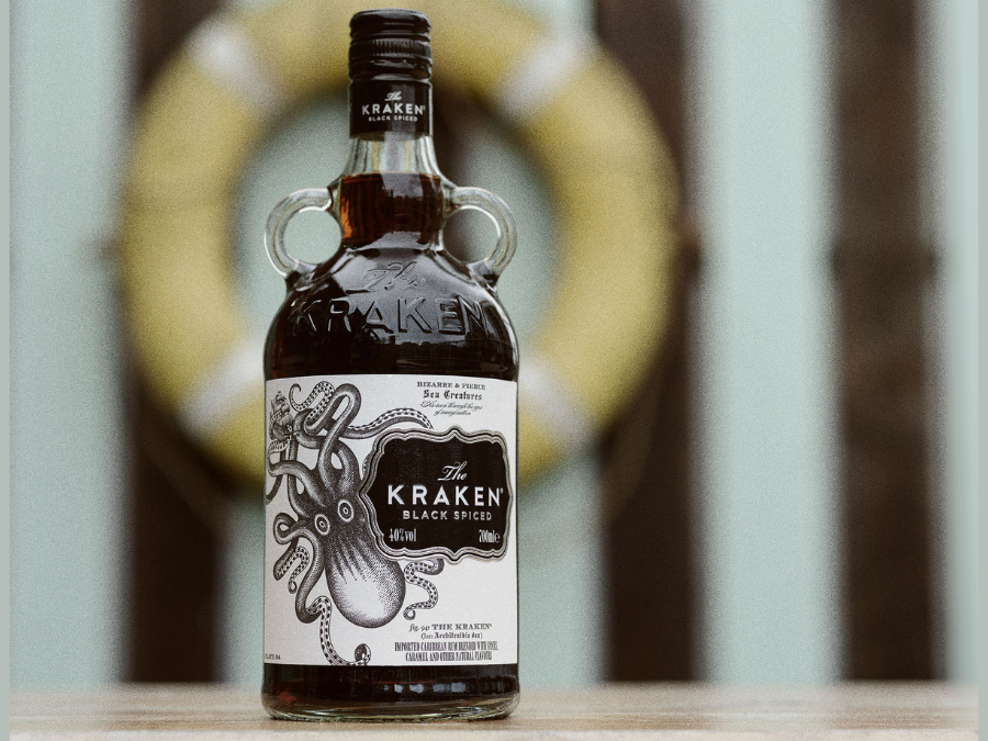 Bottle of The Kraken spiced rum