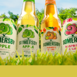Two bottles and two cans of Somersby with updated livery