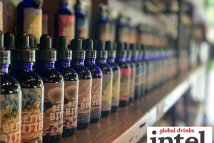 Range of flavours from Ms Better's bitters brand on a shelf