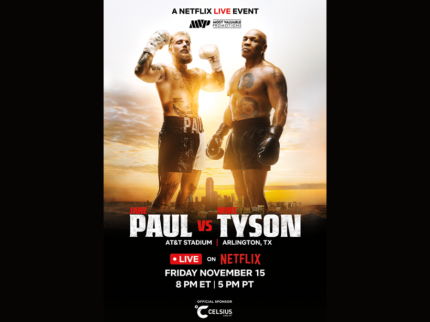 Poster for the Celsius-sponsored Jake Paul vs Mike Tyson fight