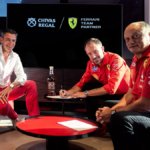 Chivas Brother CEO Jean-Etienne Gourgues with Frederic Vasseur, team principal at Scuderia Ferrari HP