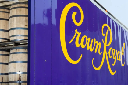 Crown Royal-branded truck containing barrels