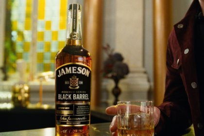 Bottle of Jameson Black Barrel on a bar top