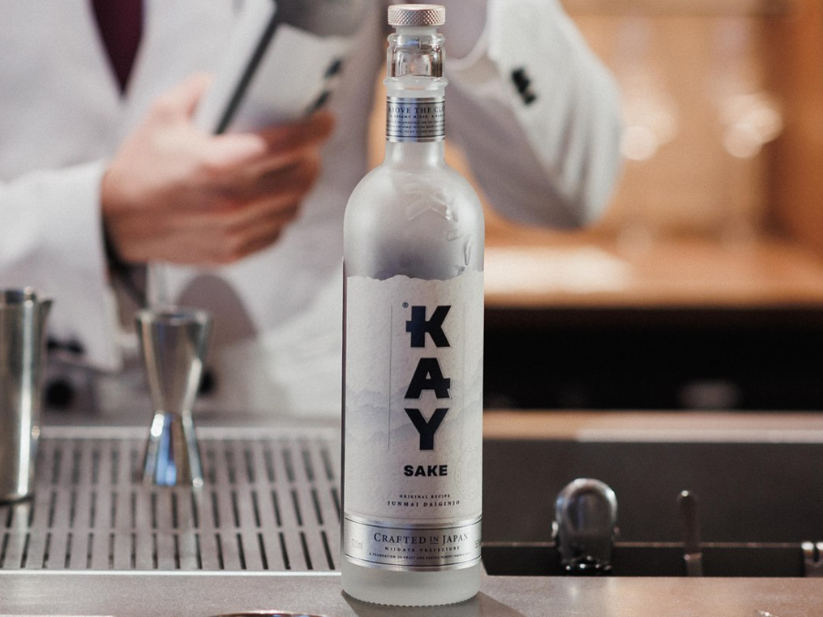 Bottle of Kay Sake on a bar