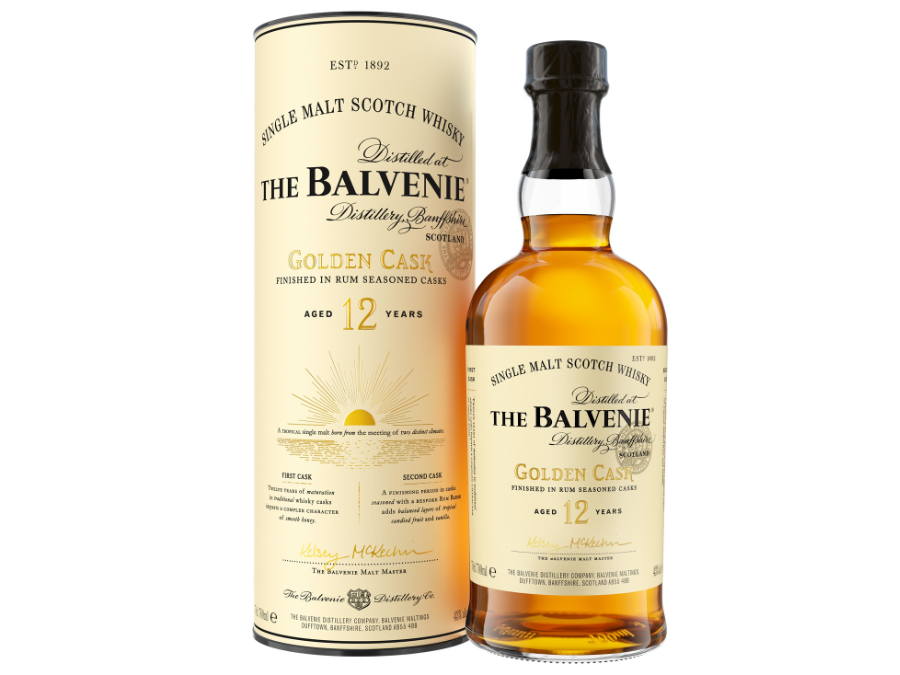 Bottle of and box for The Balvenie 12 Year Old Golden Cask,