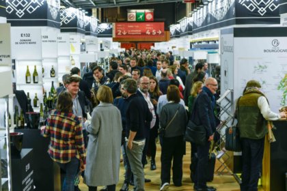 Attendees in one of the halls at Wine Paris