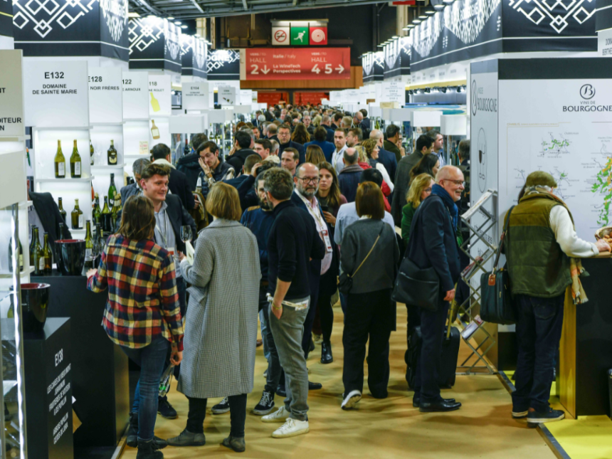 Attendees in one of the halls at Wine Paris