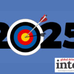 The numbers 2, 0, 2 and 5 with the zero as an archery target
