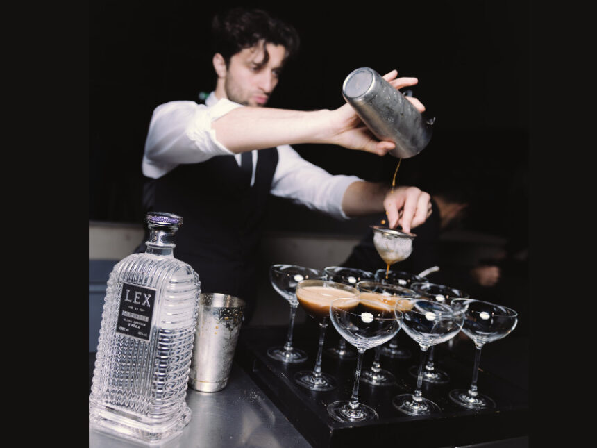 A bartender preparing a cocktail with Lex by Nemiroff