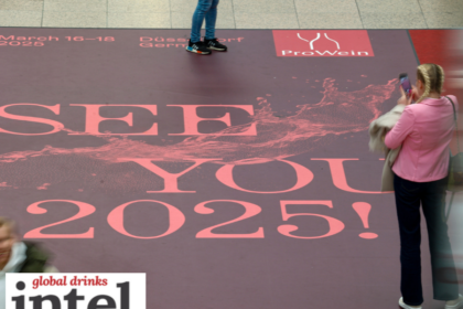 Stencil on the floor of ProWein featuring the event's logo