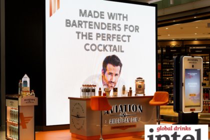 Pop-up display and bar area for Aviation American Gin