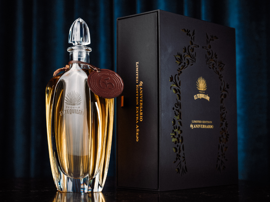 Bottle of and box for El Tequileño 65th Anniversary Extra Añejo