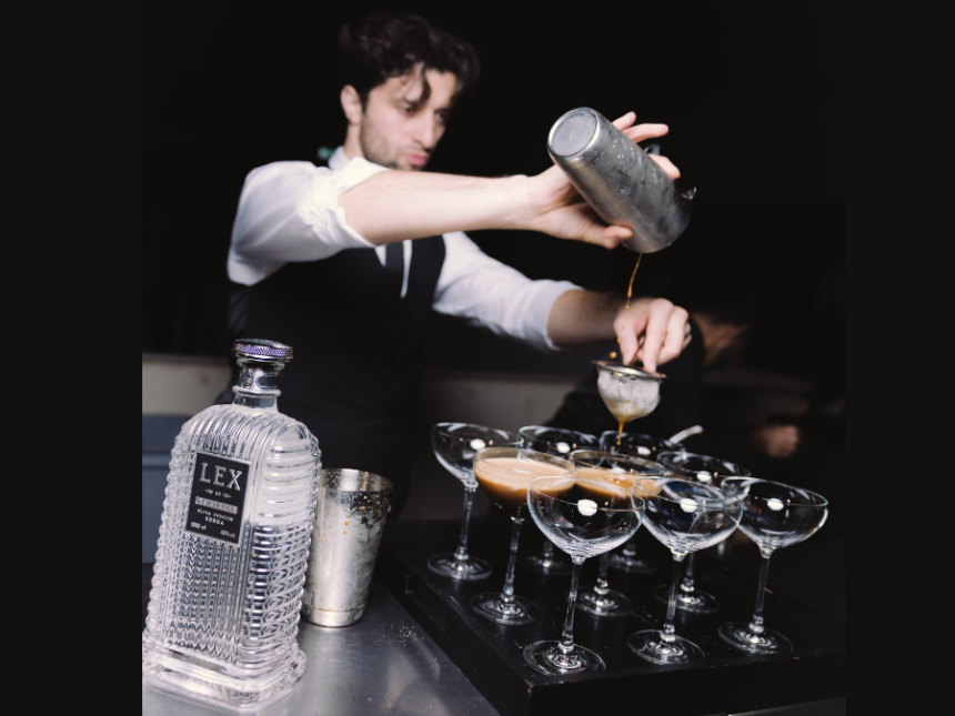 A bartender preparing a cocktail with Lex by Nemiroff