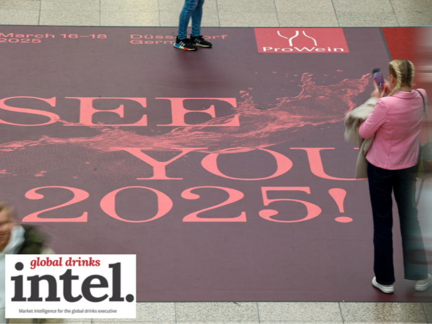 Stencil on the floor of ProWein featuring the event's logo