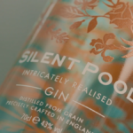 Close-up of bottle of Silent Pool gin