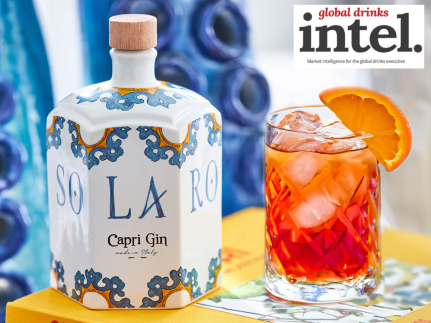 Bottle of Solaro Capri Gin and a serve