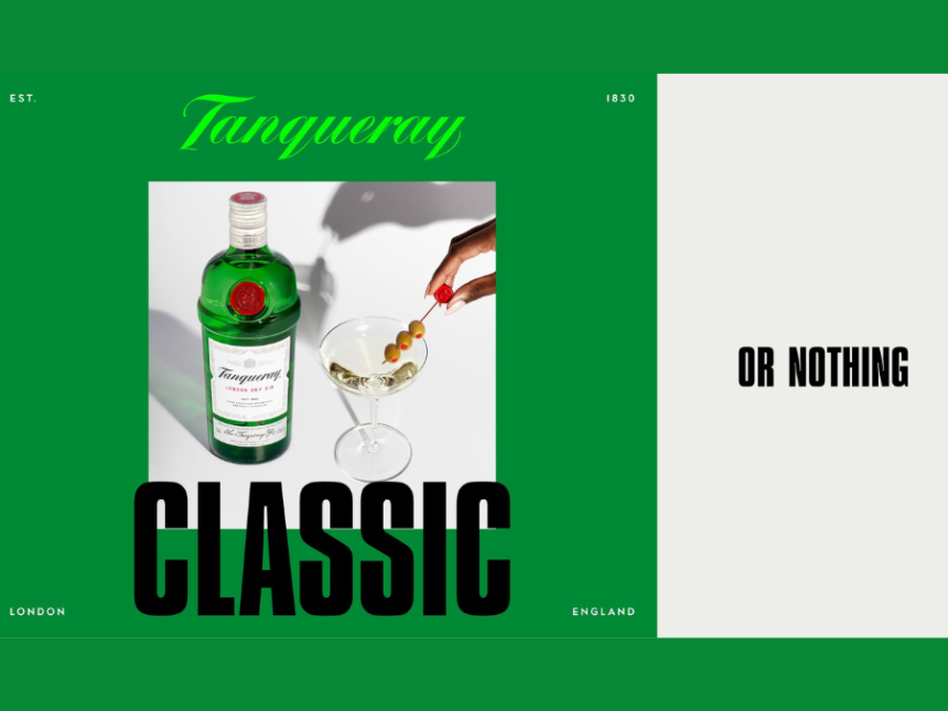 Graphic for Tanqueray marketing campaign in US Dec 24
