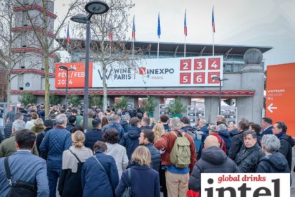 Attendees outside Wine Paris in February 2024