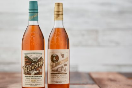 A bottle each of Yellowstone American Single Malt Whiskey and Bourbon Whiskey