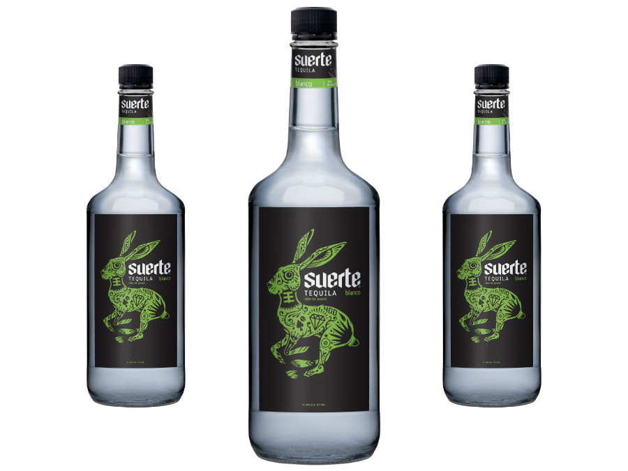 Suerte Tequila one-litre blanco bottles