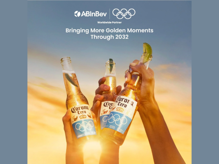 AB InBev's Corona Cero bottles clinking in partnership