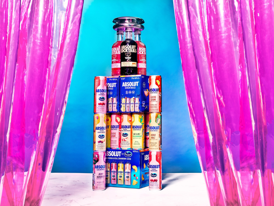 A tower of new Absolut Ready-to-Serve (RTS) and Ready-to-Drink (RTD) flavour offerings