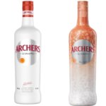 The previous bottle for Archers Schnapps next to the new bottle
