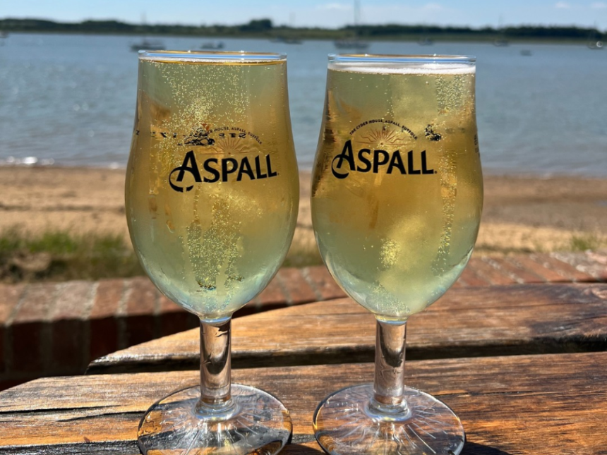 Two pints of Aspall Cyder