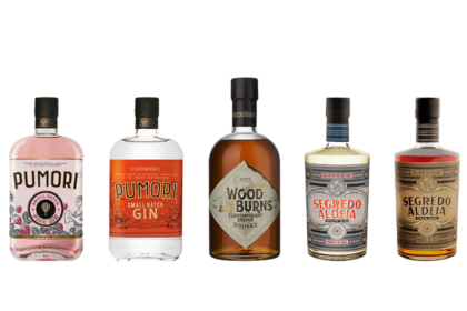 Bottles of Woodburns Contemporary Indian Whisky, Pumori Small Batch Gin and Segredo Aldeia Rum