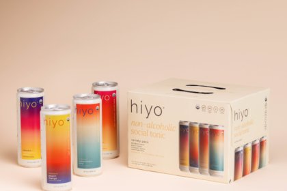 Four Hiyo cans next to box