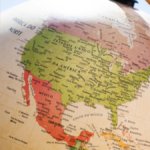 Map of North America on a globe