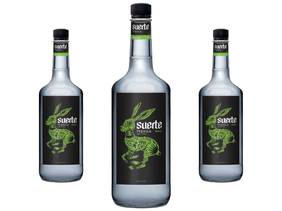 Suerte Tequila one-litre blanco bottles