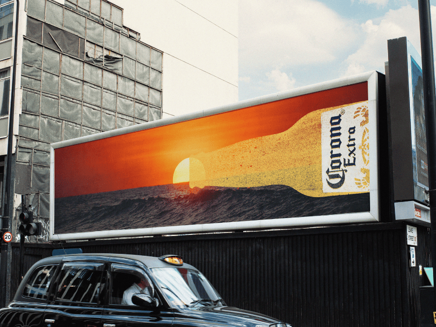 Corona marketing campaign on billboard