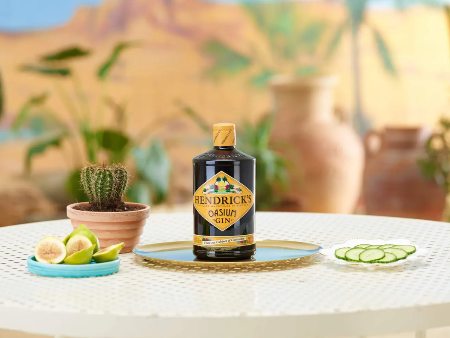 Hendrick's Oasium bottle on table