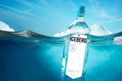 Iceberg Vodka floating in water
