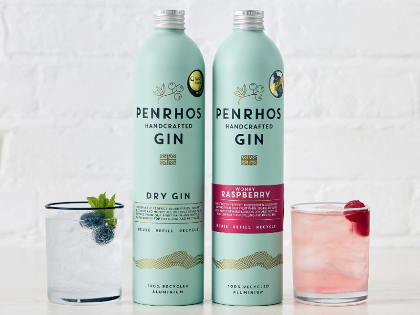 Penrhos Spirits gin bottles next to serves