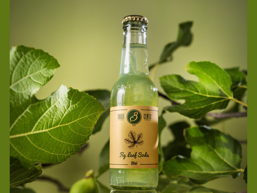Bottle of Three Cents Fig Leaf soda