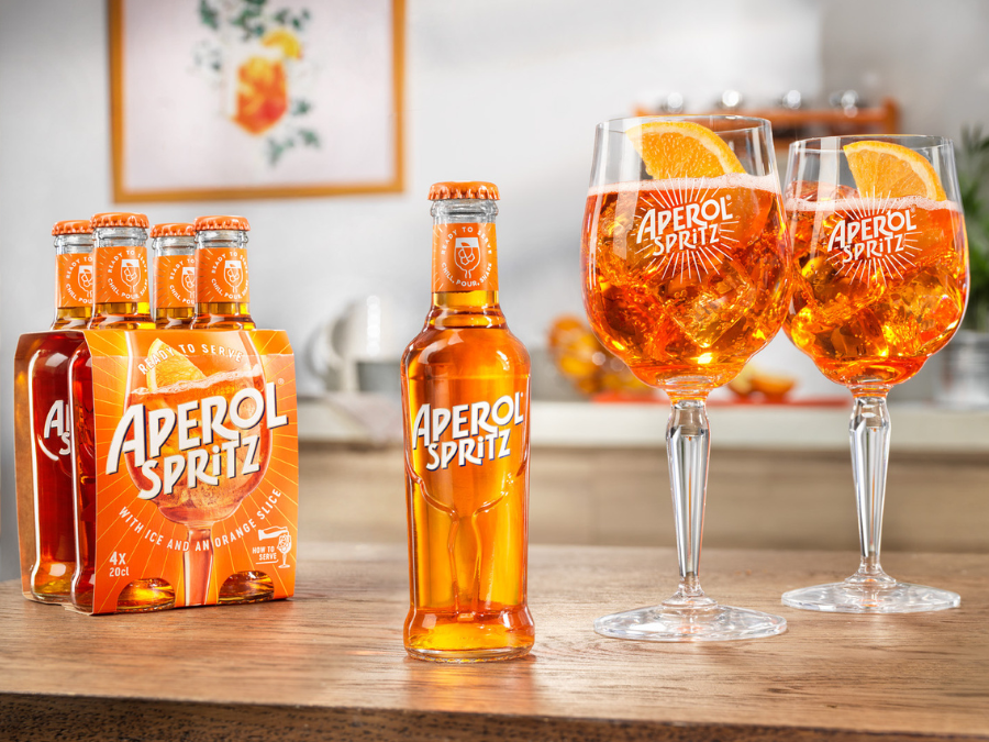 Aperol Spritz Ready to Serve bottles and packs